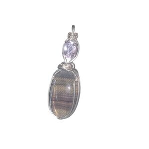 Handwrapped Sterling Rainbow Florite Pendant